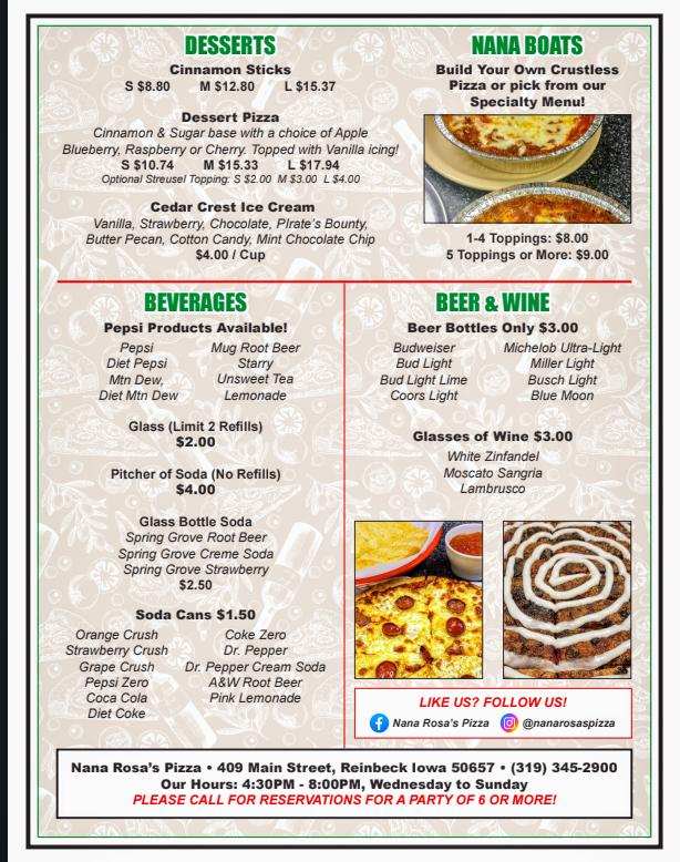 Nana Rosa's Pizza Menu image 4